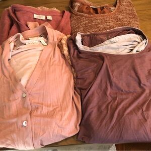 LOGO by Lori Goldstein Dusty Rose and Blush Tops- Sweater bundle of 4 small